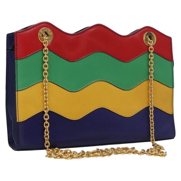CELINE Chain Shoulder Bag Leather Multicolor Gold - Picture 1 of 13